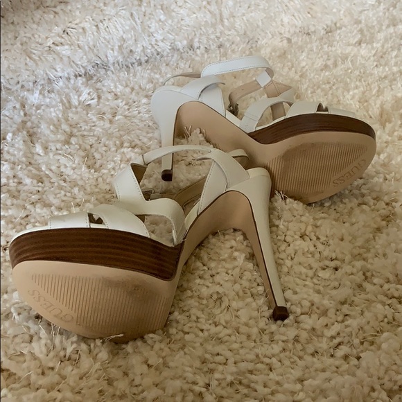 Guess white heel wood platform sandals - Picture 6 of 8